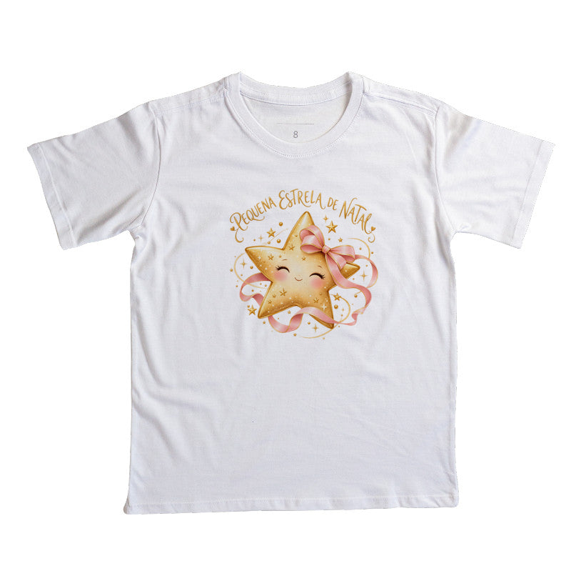 Camiseta infantil pequena estrela de natal