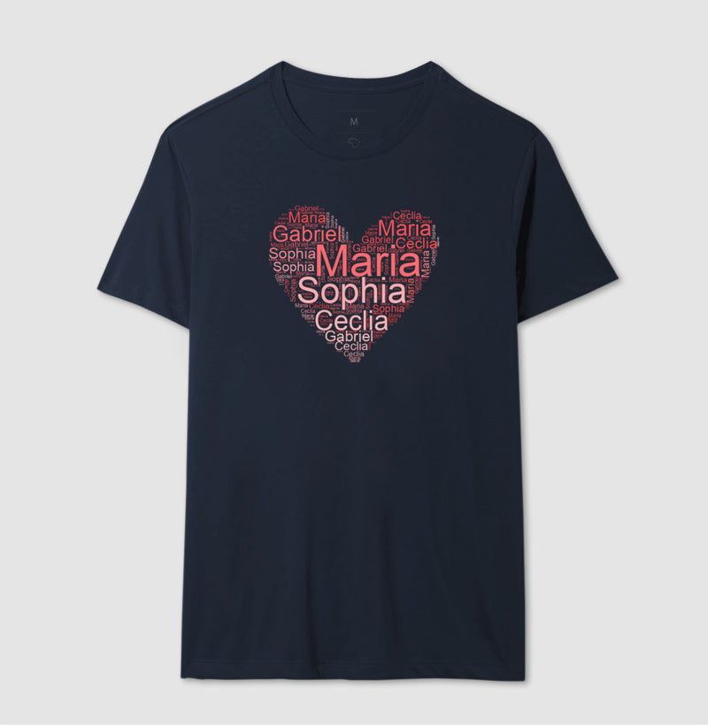 Camiseta dia das mães - Corações de mãe/vovó nomes