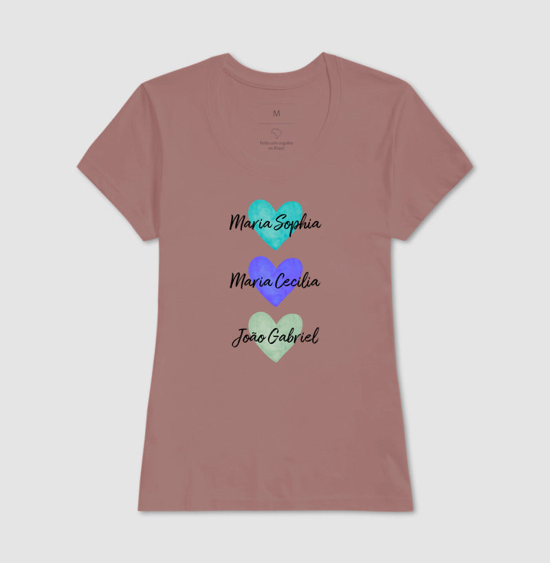 Camiseta dia das mães - Corações de mãe