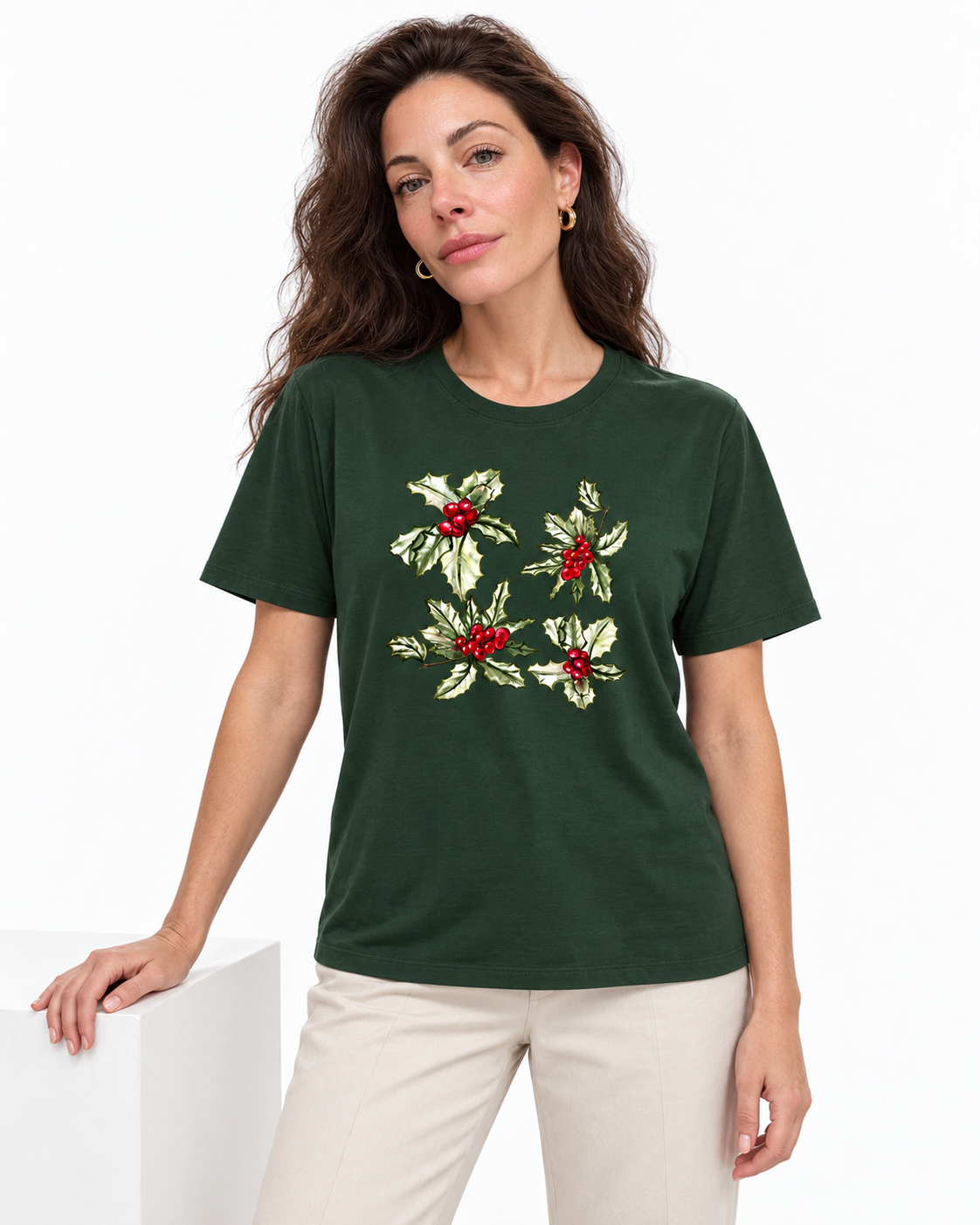 Camiseta folhas de natal