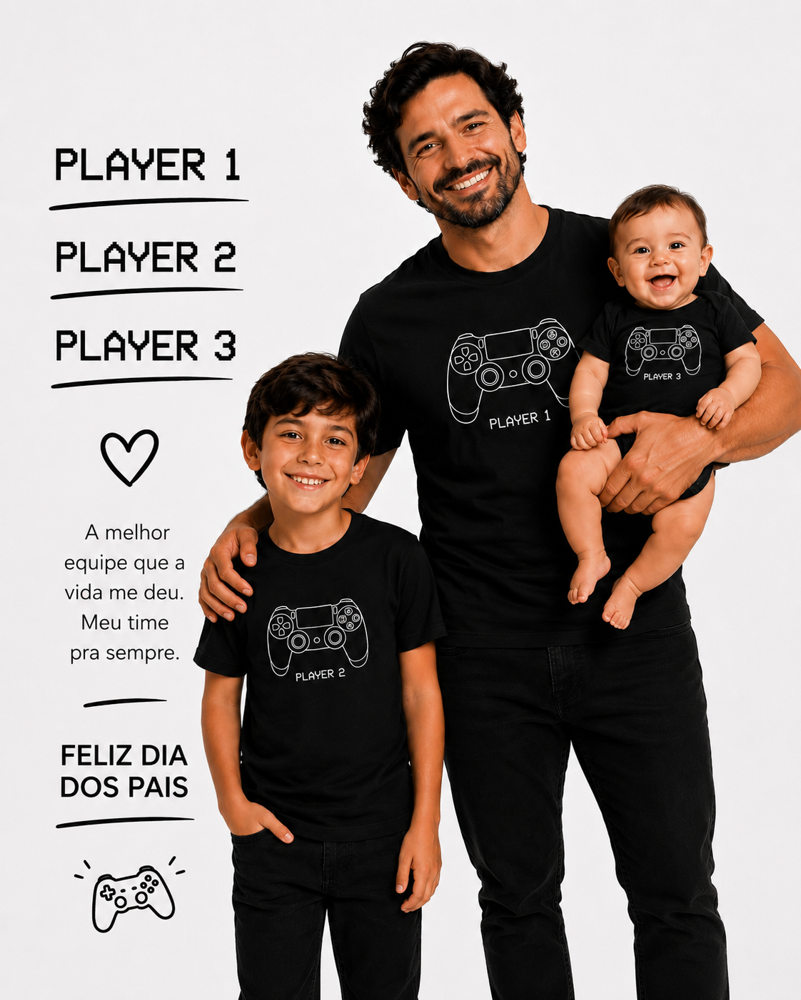 Kit dia dos pais - Player 1 / Player 2 / Player 3