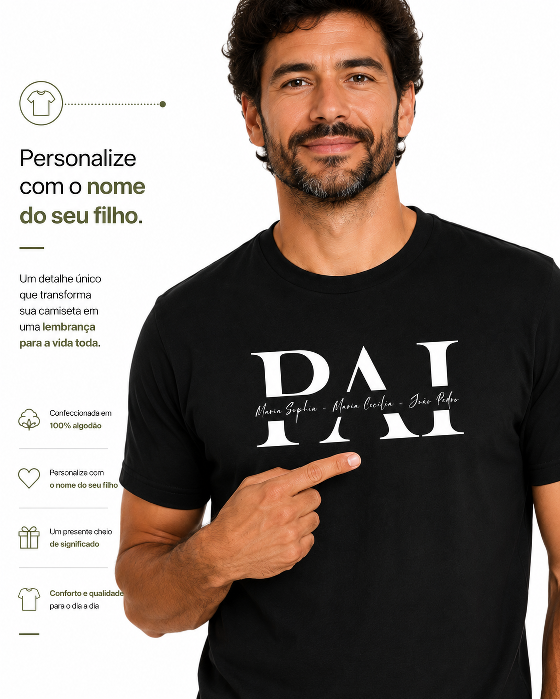 Camiseta Personalizada Pai e filhos nomes