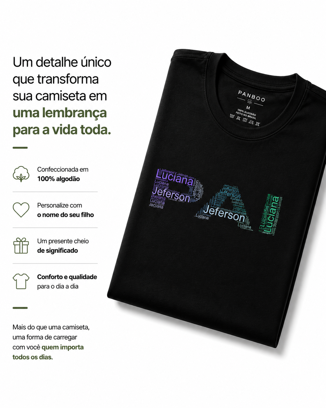 Camiseta personalizada Pai com nome dos filhos
