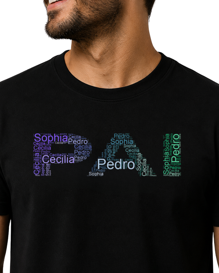 Camiseta personalizada Pai com nome dos filhos