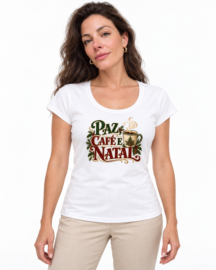 Baby look Paz café e natal