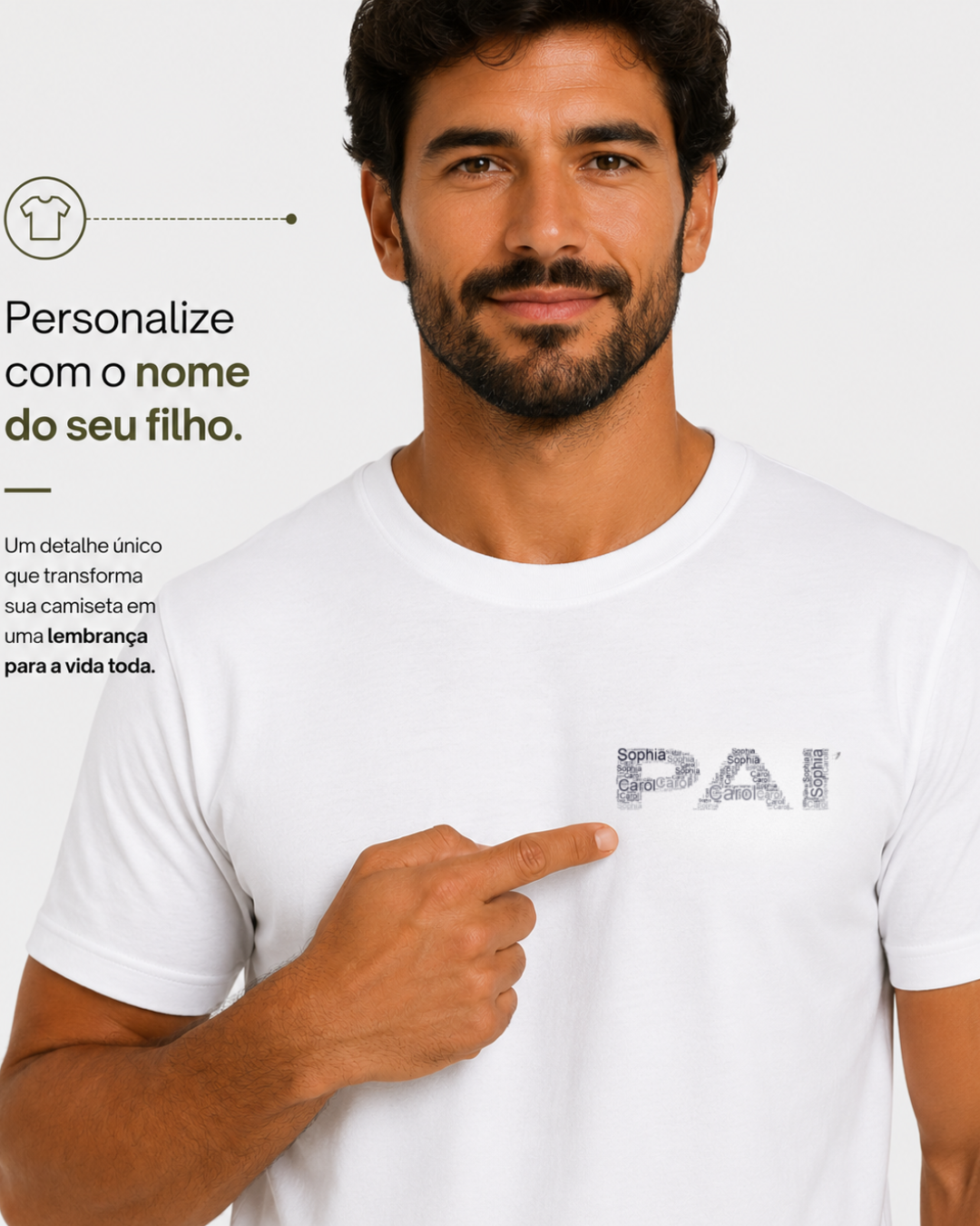 Camiseta personalizada pai com nome dos filhos minimal