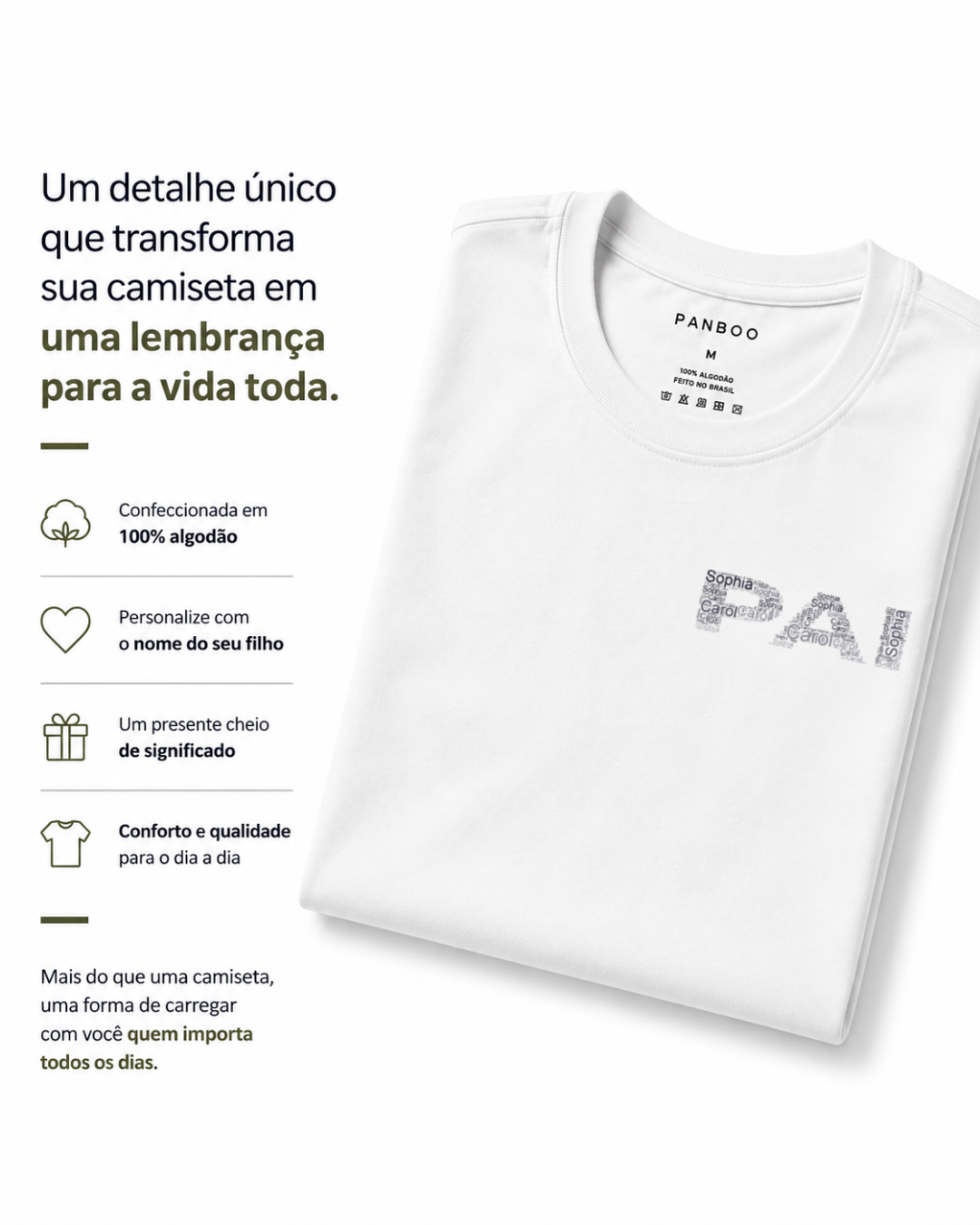 Camiseta personalizada pai com nome dos filhos minimal