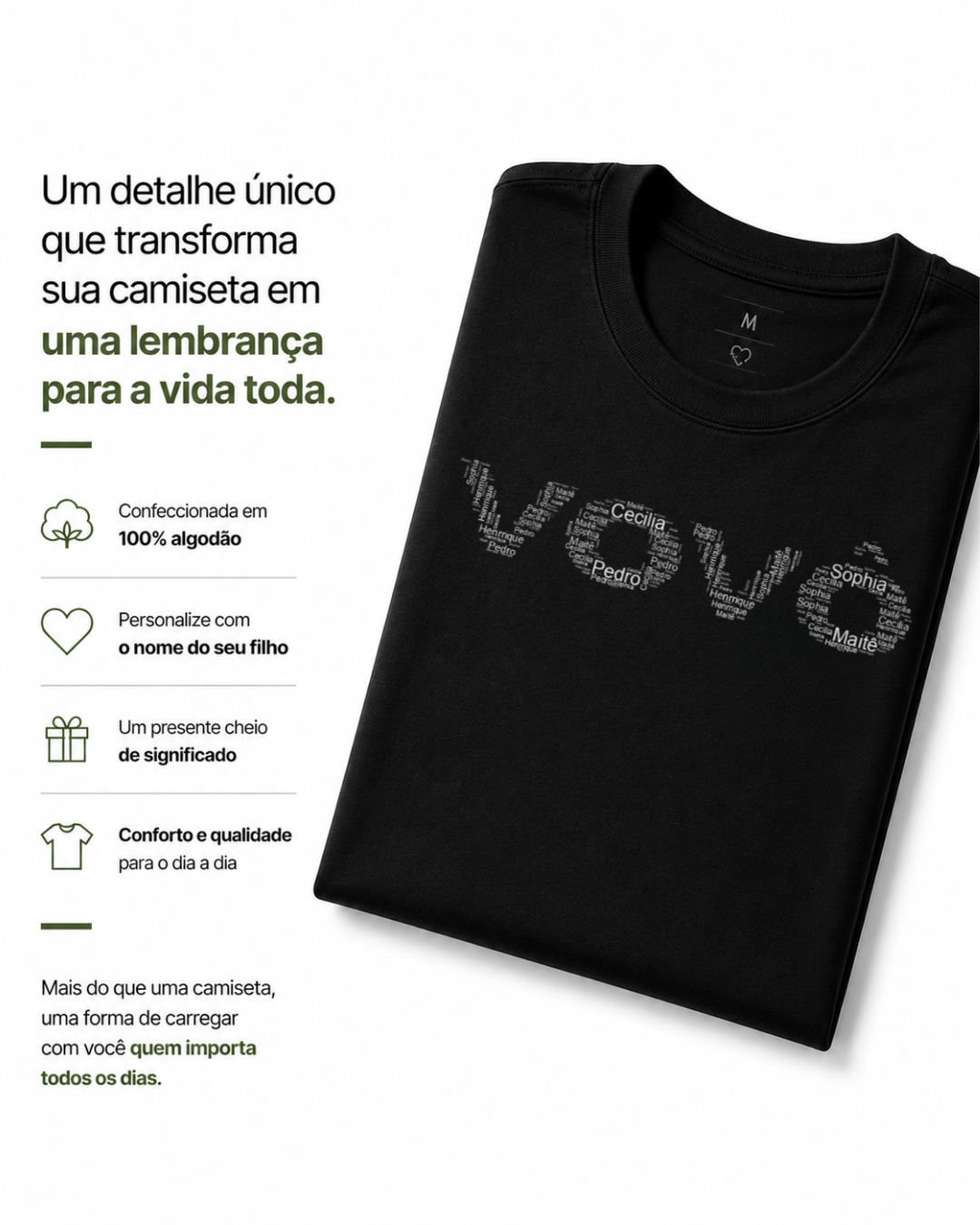 Camiseta personalizada Vovô com nome dos netos