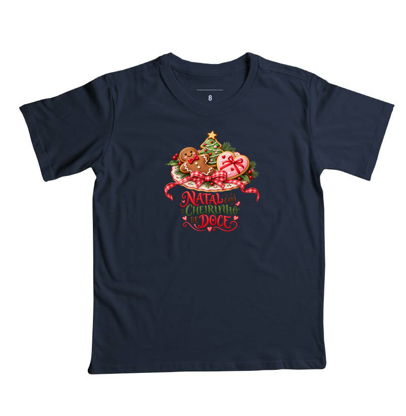 Camiseta infantil Meu natal com cheirinho de doce