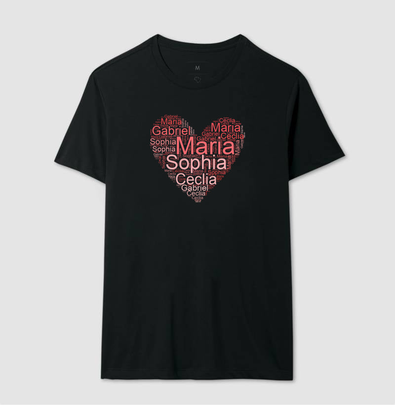 Camiseta dia das mães - Corações de mãe/vovó nomes