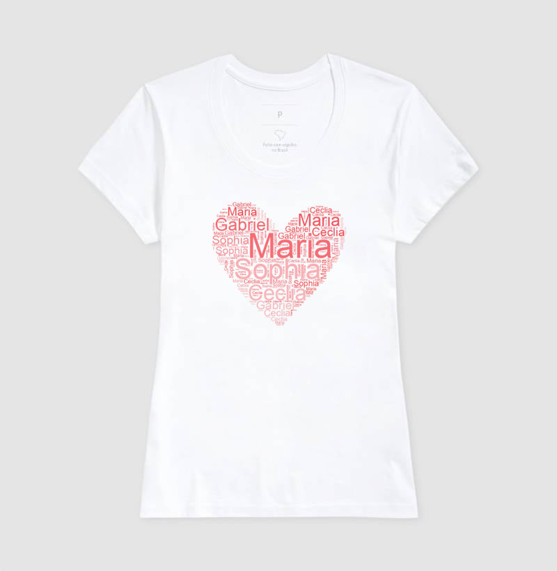 Camiseta dia das mães - Corações de mãe/vovó nomes