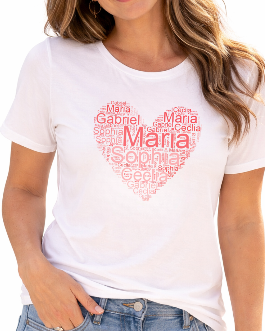 Camiseta dia das mães - Corações de mãe/vovó nomes